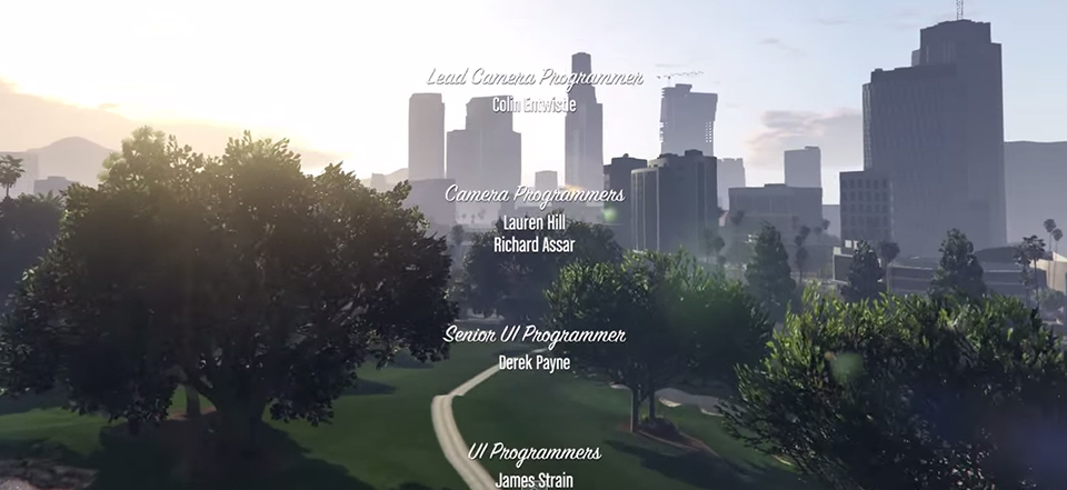 Screenshot of the GTAV credits screen